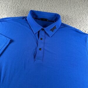 PXG Polo Shirt Mens L Blue Performance Golf Logo Modal Blend Breathable